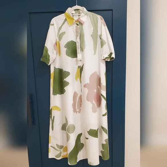 MaxMara AUTHENTIC Canter Botanical Flare Cotton Poplin Shirt Dress, US 4, NWT - Picture 9 of 16